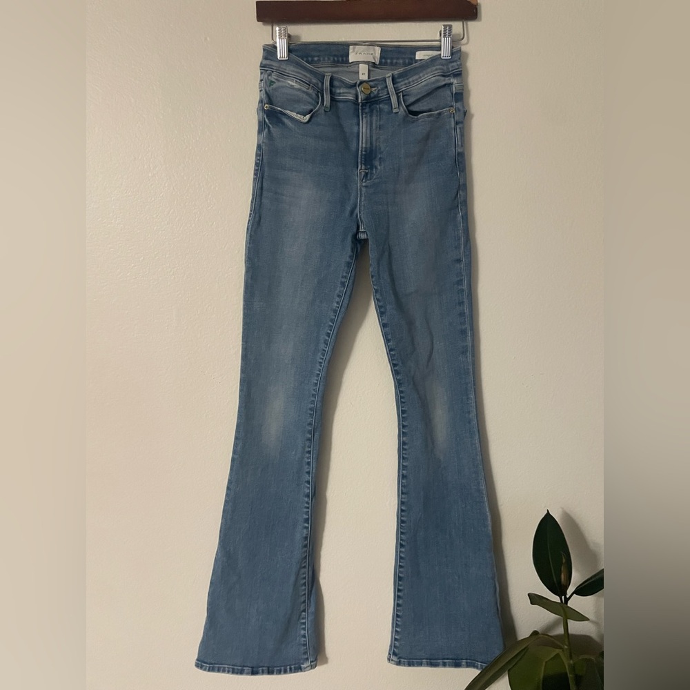 Frame high rise flare bottom size 27 jeans #flare jeans, #high rise,